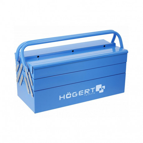 Hogert HT7G077 Toolbox, 18", 0.6mm, 5 compartments, 50kg, steel, blue
