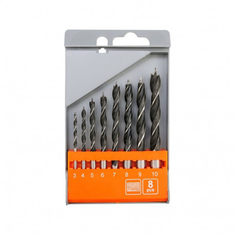 Sthor wood drill set 22381, 8 pcs, 3-10 mm, HCS, cylindrical shank