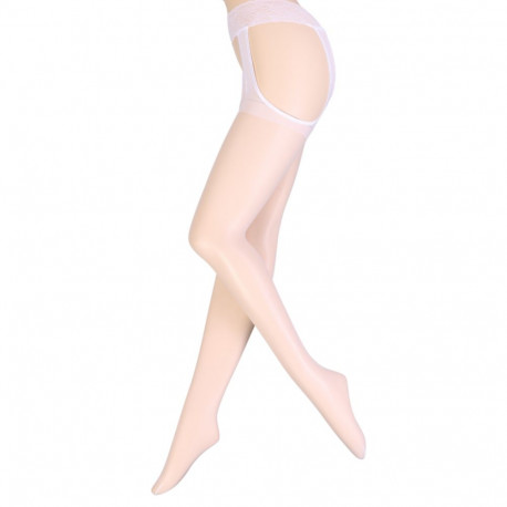 SOKISAHTEL SEXY STRIP 20den valged pitsiga sukkpüksid 436