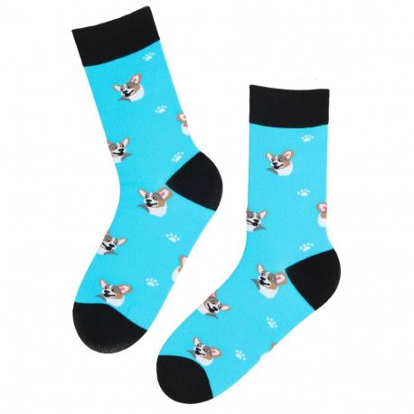 SOKISAHTEL DOGGY sinised corgidega puuvillased sokid 446
