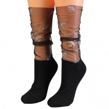 SOKISAHTEL GRECIA musta värvi õhukesed luikedega sokid 444