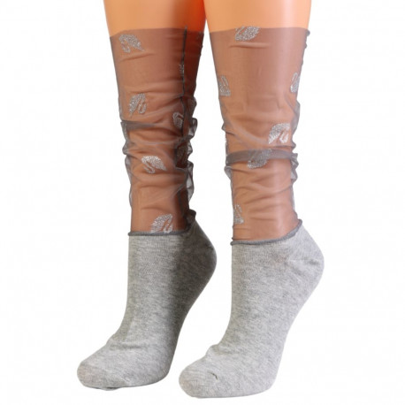 SOKISAHTEL GRECIA hallid õhukesed luikedega sokid 444