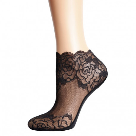 SOKISAHTEL TERESA musta värvi pitsist sokid naistele 444
