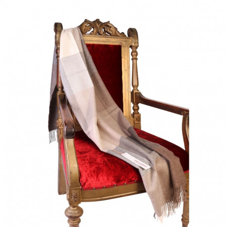 SOKISAHTEL Alpakavillane beeži-halli ruuduline väike pleed 425