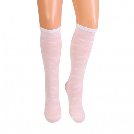 SOKISAHTEL CARLA valged liblika mustriga põlvikud tüdrukutele 443