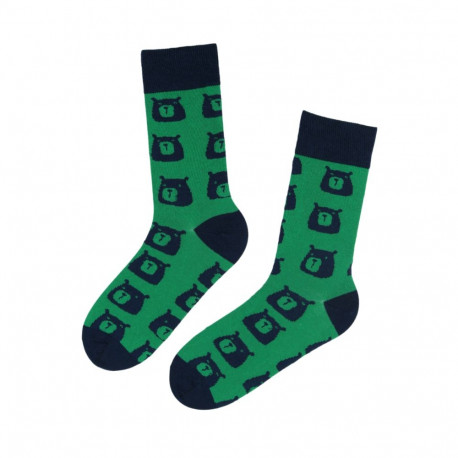 SOKISAHTEL BROWN BEAR rohelised karudega puuvillased sokid 444