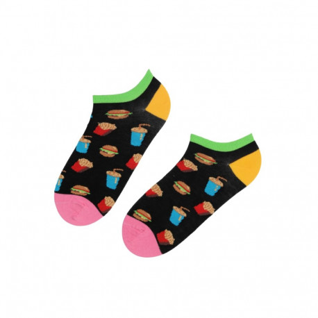 SOKISAHTEL BURGER & FRIES musta värvi madalad sokid 444