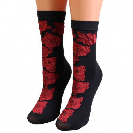 SOKISAHTEL Sarah Borghi MONIQUE roosidega musta värvi sokid 444