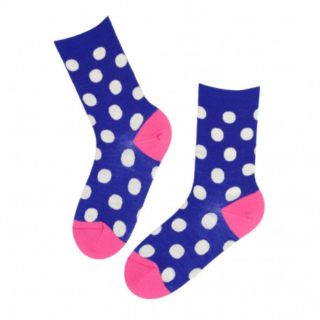 SOKISAHTEL BLUE DOTS meriinovillased täpilised sokid