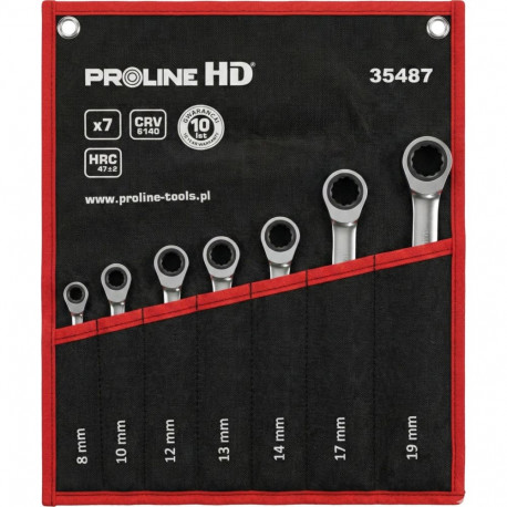 Klucze oczk-płask. z grzech. 7szt(8-19mm),cv, proline "hd"