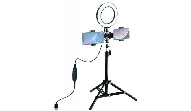Ringvalgusti LED 16cm + statiiv + telefonihoidik Dual