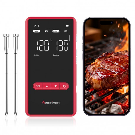Meatmeet X Pro Kitchen Thermometer with Bluetooth/WiFi App for Grill, Oven, Smoker - Black