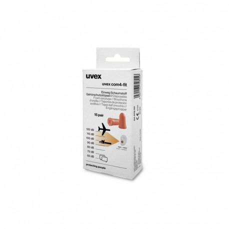 Uvex X-fit disposable foam earplugs – SNR 33dB attenuation, size S, 15-pair minibox, polyurethane fo