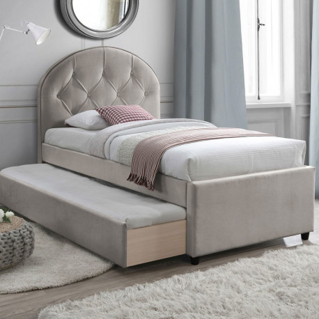 Bed LARA with two mattresses HARMONY UNO 90x200cm, champagne