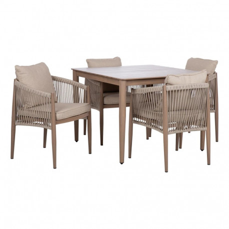 Garden furniture set MEDINA table and 4 chairs, beige