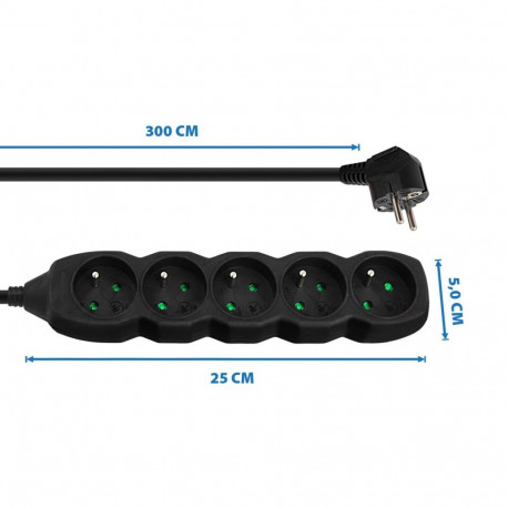 Esperanza ELK208K Power strip 5GN/3M Black