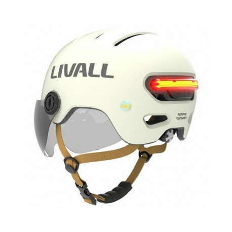 Livall kiiver L23 LED/SOS kaitseklaasiga 58-62cm, valge
