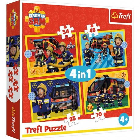 TREFL FIREMAN SAM Puslede komplekt 4 in 1 Tuletõrjuja Sam