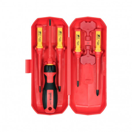 Yato Screwdriver Set YT-28294, 1000V, 8pcs, flat, PH, square, triangular, CrV 6150, PP, TPR, 107mm