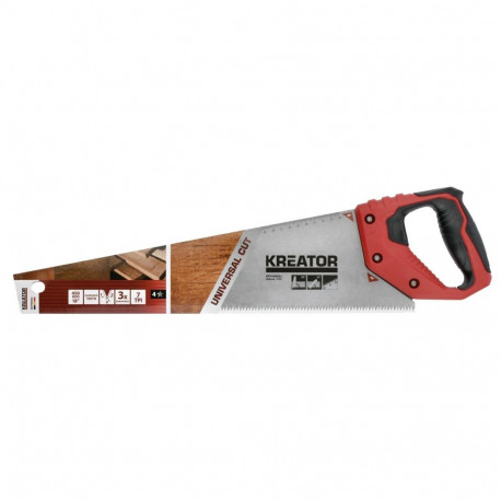 Kreator hand saw KRTH80002, 450mm, 7 TPI, soft grip handle, angle guides 45° and 90°