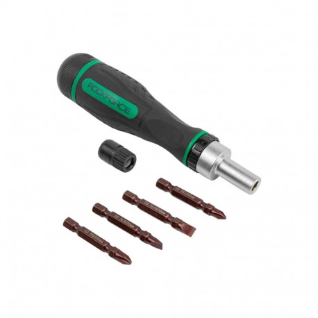 Rockforce RF-32805MR Pööratav kruvikeerajate komplekt, 4 otsikut, PH1, PH2, SL5, SL6, 50mm, S2 teras
