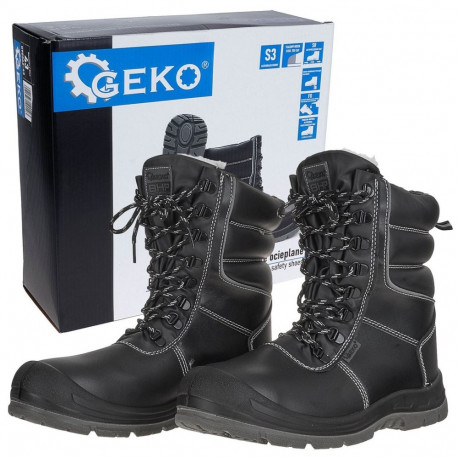 Geko tööjalatsid S3 G90562-45, 45, PU, must, SRC, E, FO, terasest varbakaitse, läbistuskindlus