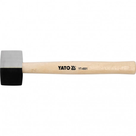 Double sided rubber mallet with wooden handle head 79.5×49 mm overall length 291 mm 340 g YT-4601 Ya