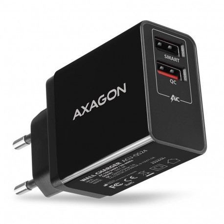MOBILE CHARGER WALL USB 24W/2PORT ACU-QS24 AXAGON