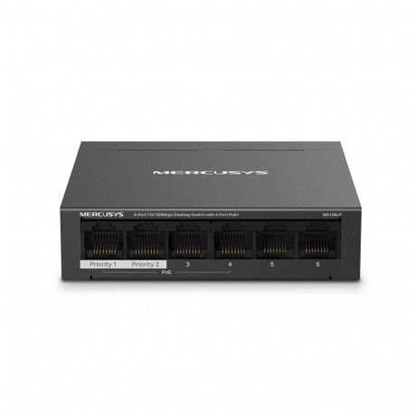 Switch|MERCUSYS|Desktop/pedestal|6x10Base-T / 100Base-TX|PoE+ ports 4|MS106LP