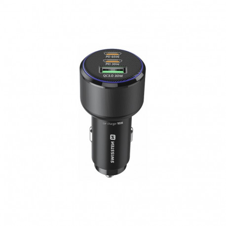 Swissten PD 2x USB-C / USB Car Charger 95W with USB-C - USB-C Cable 1m
