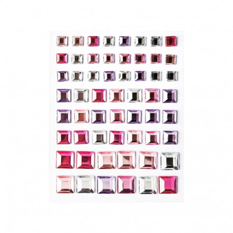 Kristallkleebised - Ruut roosa, 57tk