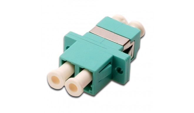 Optical coupler, duplex, LC to LC, MM, ceramic sleeve OM3, housing polymer, incl. screws