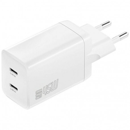 PDPlug 45W Dual USB-C Fast Wall Charger - White