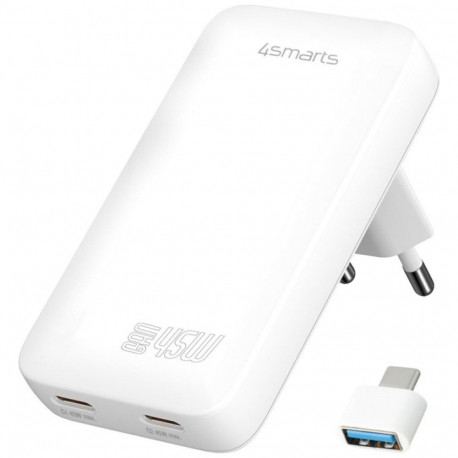 Charger FlatPlug Dual 45W GaN 2xUSB-C white