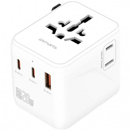 Here is a detailed product breakdown for the Travel Adapter 20W GaN Nomad (2xUSB-C + 1xA)