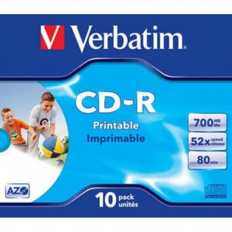 Verbatim CD-R 700MB 52x Printable 10tk karbis (43325)