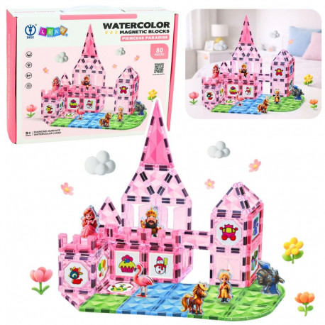 magnetilised klotsid figuuridega värvid maalimiskaardid roosa 80 tk