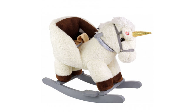 Koń Jednorożec Na Biegunach Bujak Dla Malucha Biały Beżowy