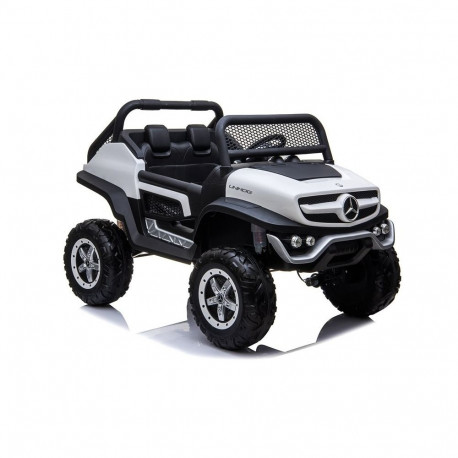 Mercedes laste elektriauto Unimog 4x4 LED-tuled MP3, valge