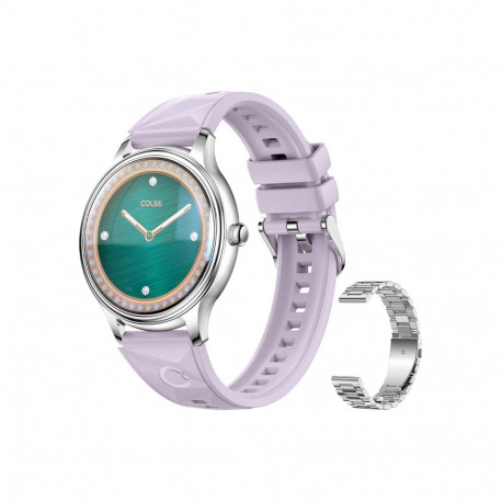 COLMI L28 Smart Watch (Silver-purple + silver steel strap)