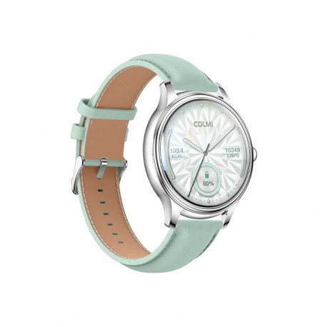 COLMI L28 Smart Watch (Silver-green + green leather strap)