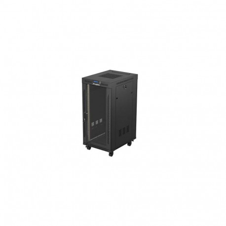 RACK CABINET 19" FREE-STANDING 24U/600X800 (FLAT PACK) WITH GLASS DOOR LCD BLACK LANBERG V2
