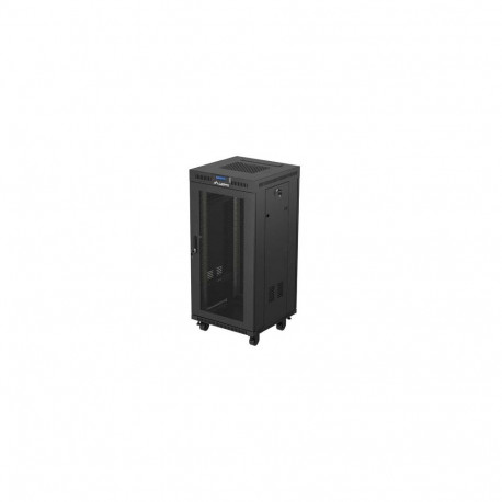 RACK CABINET 19" FREE-STANDING 24U/600X600 (FLAT PACK) WITH MESH DOOR LCD BLACK LANBERG V2