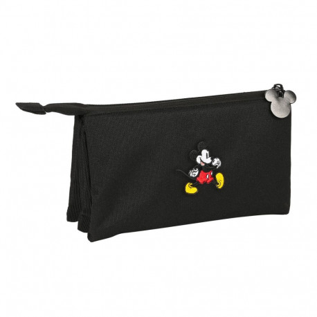 Kolme tõmblukuga pliiatsikarp Mickey Mouse Clubhouse Premium Must 22 x 12 x 3 cm