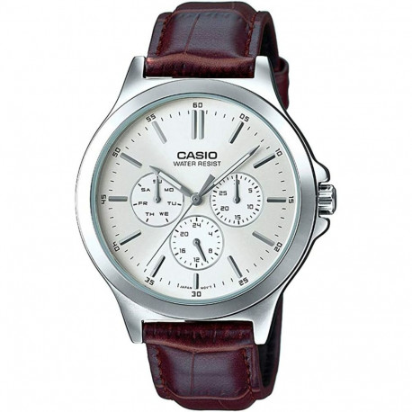 Men's Watch Casio MULTIFUNCTION SILVER, LEATHER (Ø 41,5 mm)