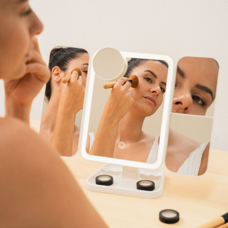 Rechargeable Triptych Makeup Mirror with Magnification and LED Light Miled InnovaGoods