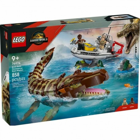 Konstruktsioon komplekt Lego 76974 Jurassic World : Brick-Built Mosasaurus Boat Mission 858 Tükid, o