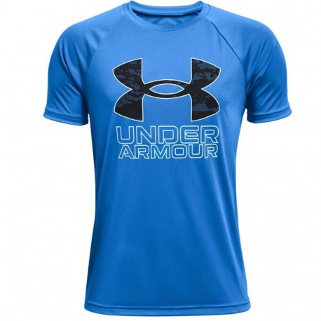 Child's Short Sleeve T-Shirt Under Armour Tech Hybrid Blue