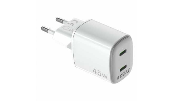Seinalaadija Celly UPTC2USBC45WWH Valge
