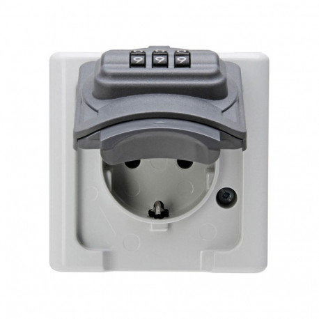 Waterproof socket base Kopp Grey 16 A Manual combination lock With lid Exterior Type F